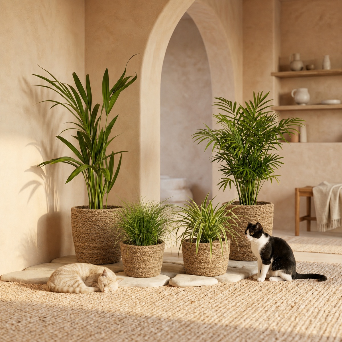 Plantenset "Katzenliefhebber" | 4-delige set | ca. 30-45 cm | Ø 12-15 cm pot