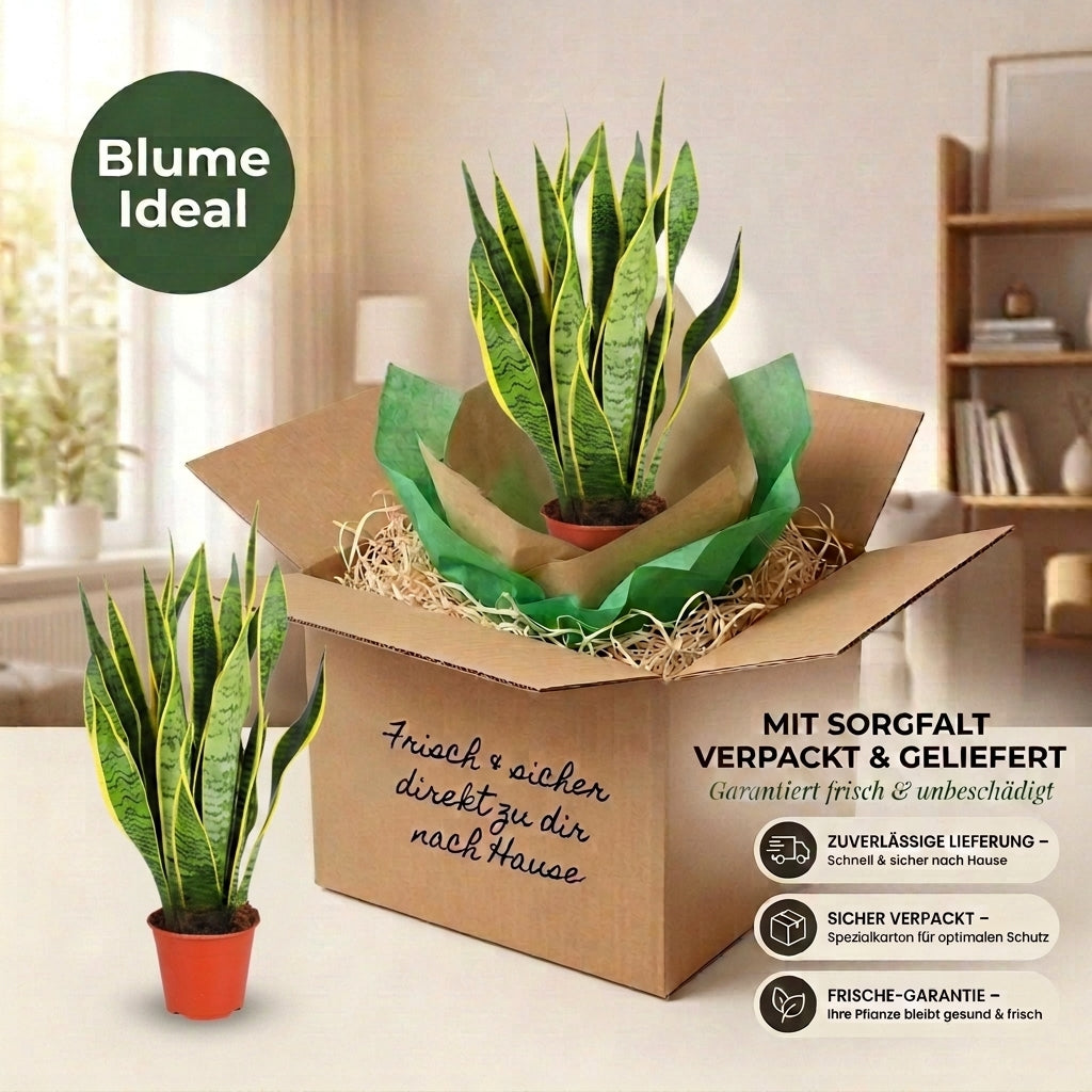 Bogenhanf + 1x Cremefarbener Zinktopf | Sansevieria | ca. 40-50 cm | Ø 12-15 cm Topf