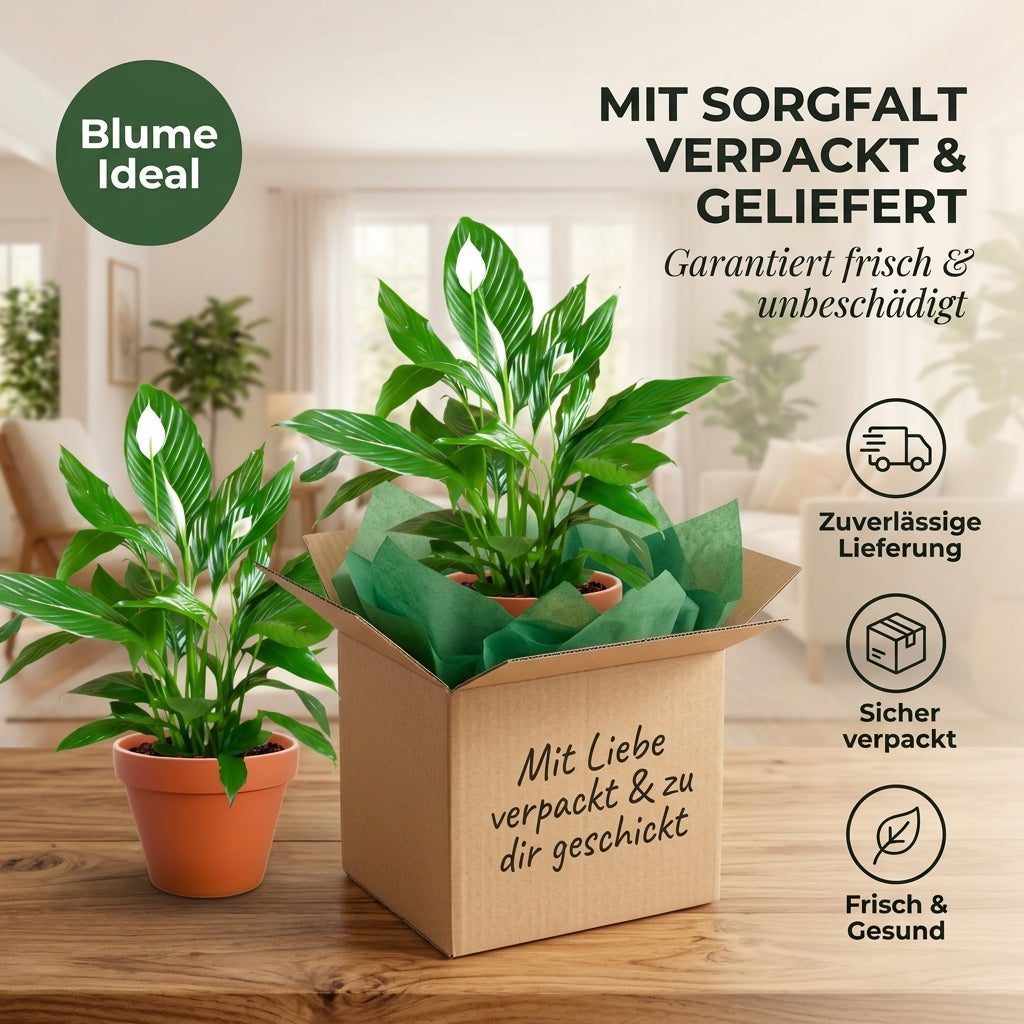 Einblatt + 1x Zinktopf | Spathiphyllum | ca. 40-50 cm | Ø 12-15 cm Topf
