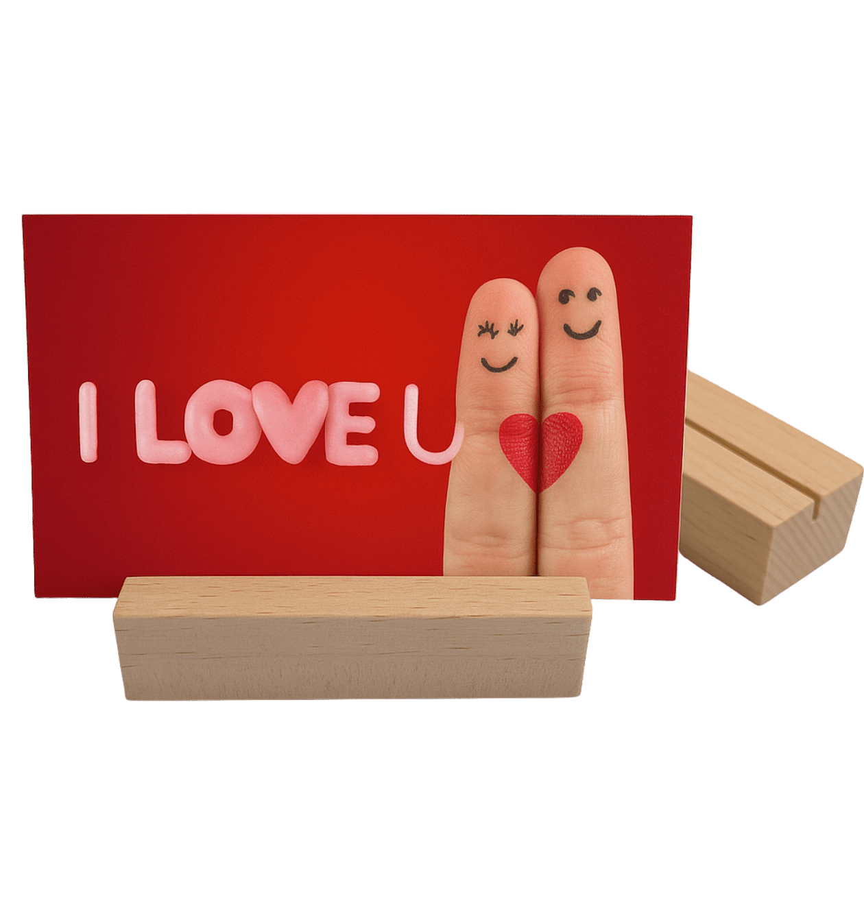 Kartenhalter aus Holz (8x2x2,5cm in Natur) - Blume Ideal