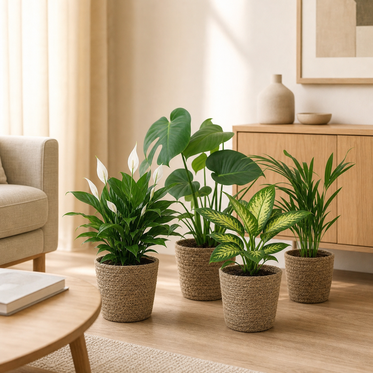 Luchtzuiveraar plantenset | 3-delige set | ca. 40-70 cm | Ø 12-15 cm pot