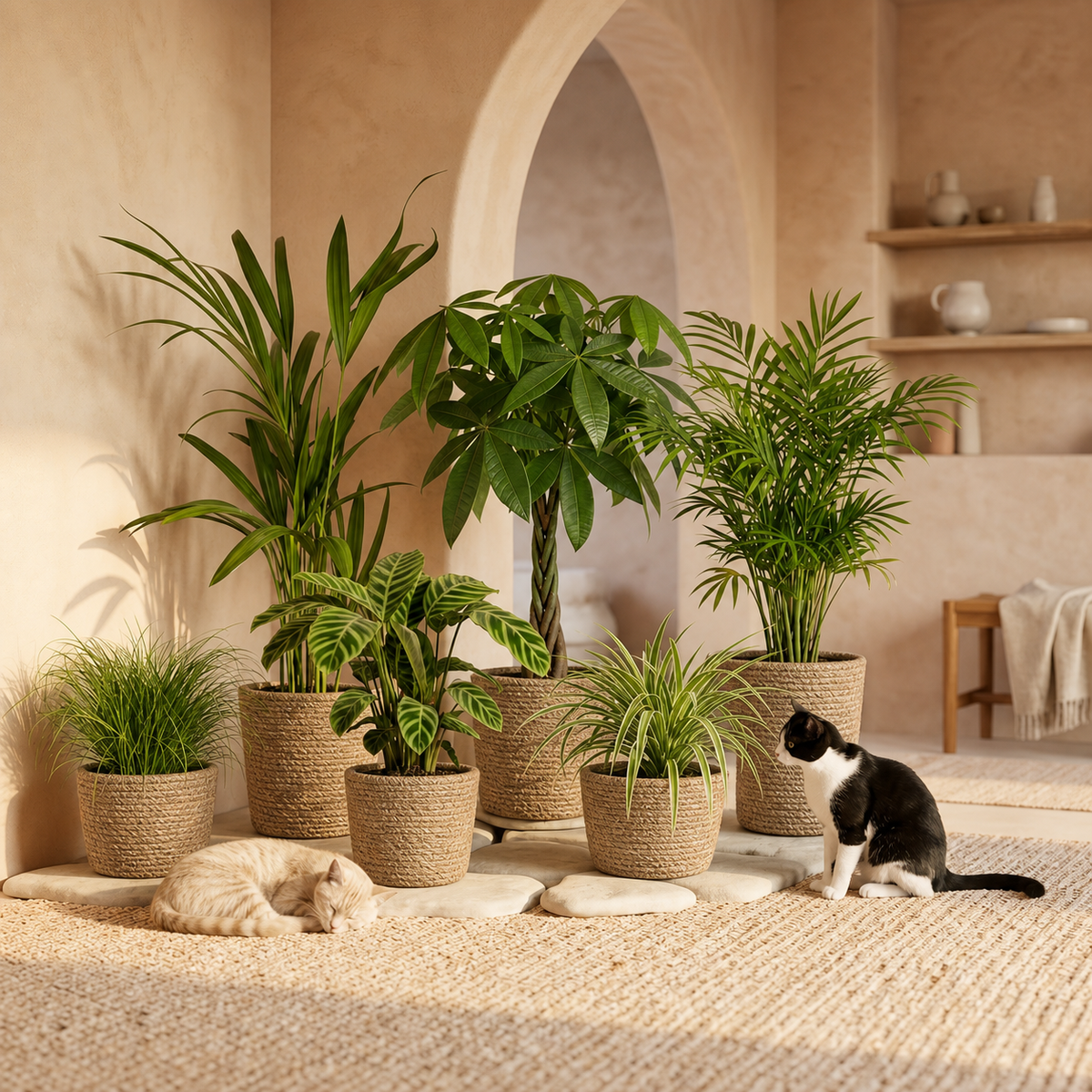 Plantenset "Katzenliefhebber" | 4-delige set | ca. 30-45 cm | Ø 12-15 cm pot