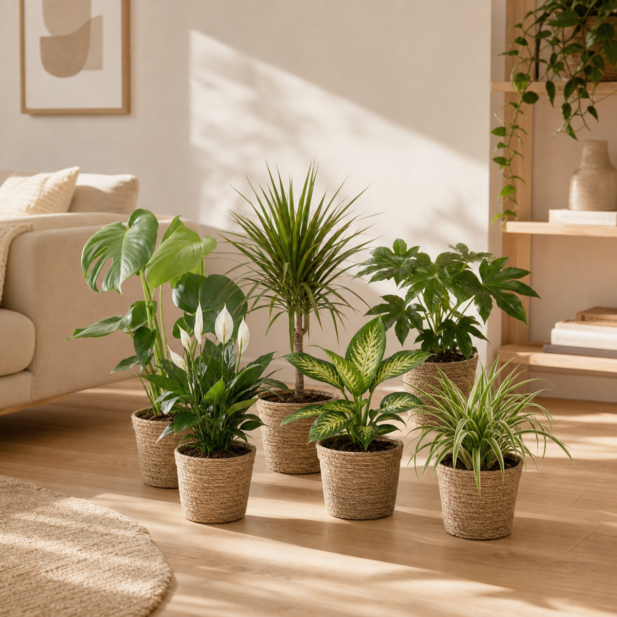 Luchtzuiveraar plantenset | 3-delige set | ca. 40-70 cm | Ø 12-15 cm pot