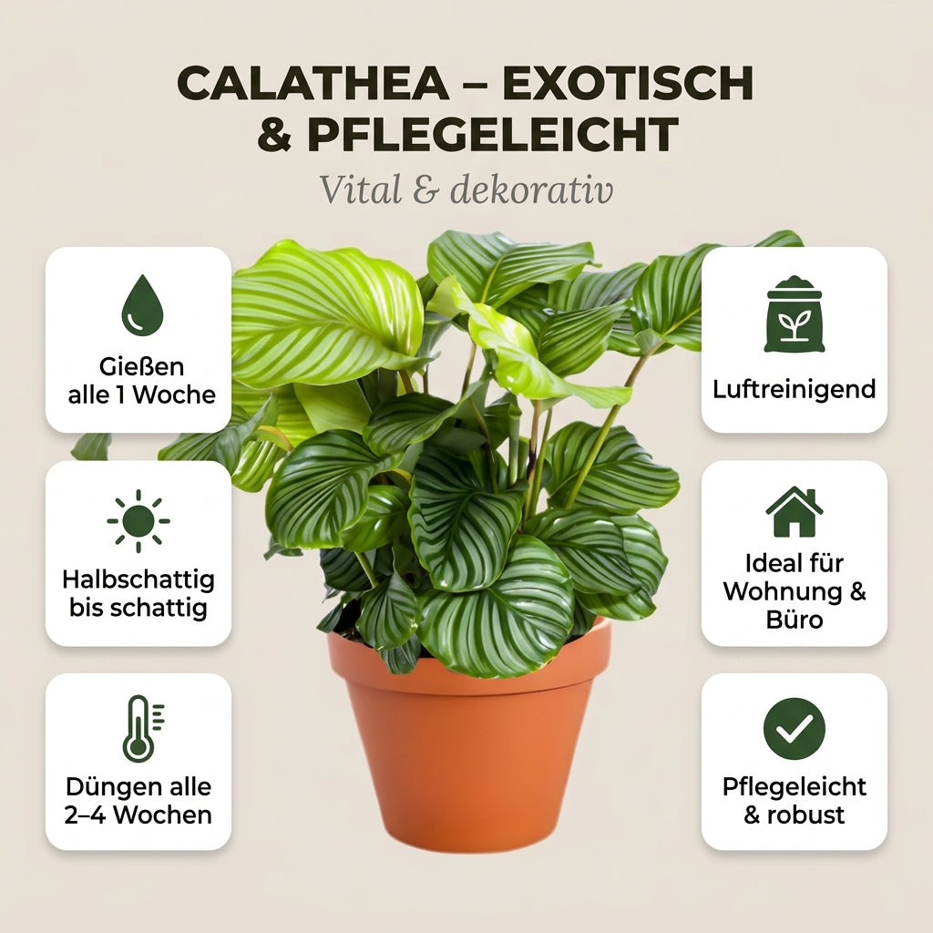 Korbmarante + 2x Cremefarbener Zinktopf | 2er-Set | Calathea | ca. 40-50 cm | Ø 12-15 cm Topf