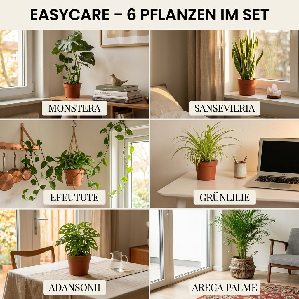 “EasyCare” Pflanzenset + 6x Seegraskorb | 6er-Set | ca. 30-60 cm | Ø 12-15 cm Topf