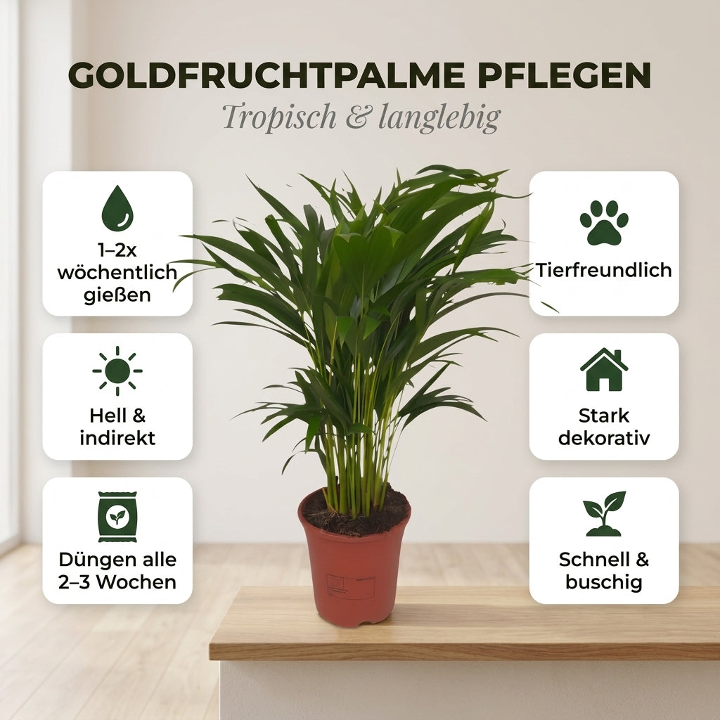 Goldfruchtpalme + 2x Zinktopf | 2er-Set | Dypsis lutescens | ca. 40-50 cm | Ø 12-15 cm Topf