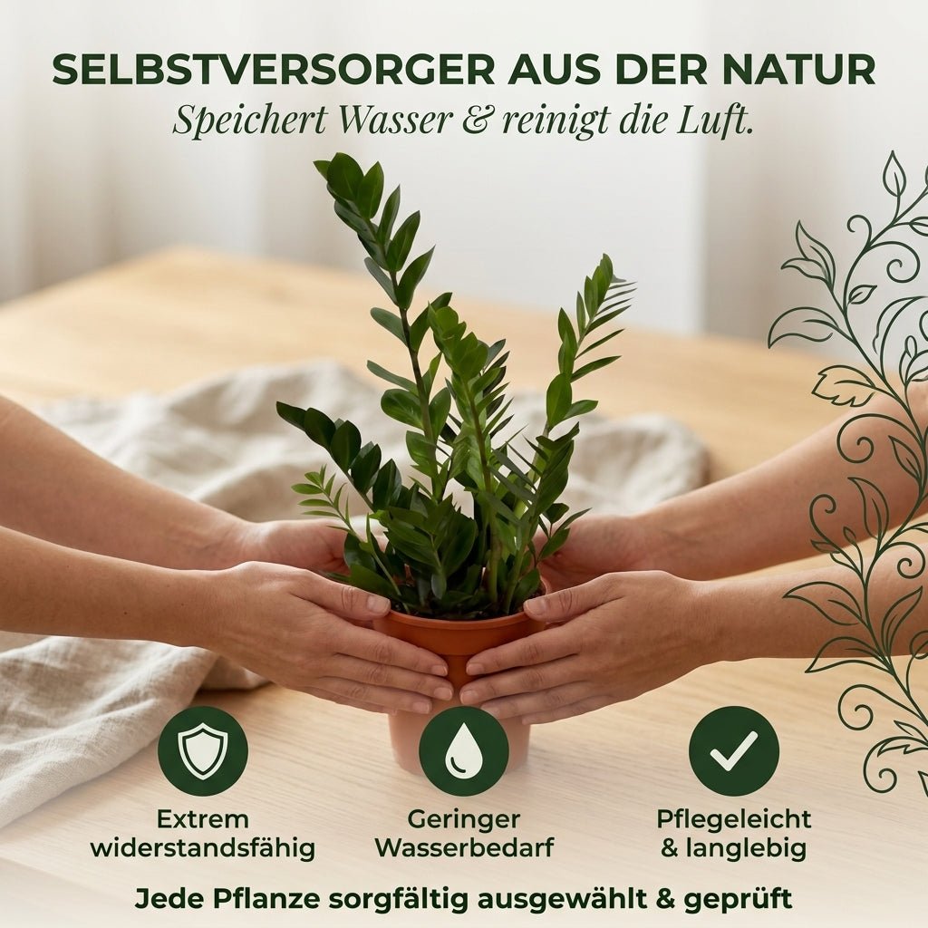 Glücksfeder + 2x Seegraskorb | 2er-Set | Zamioculcas zamiifolia | ca. 40-50 cm | Ø 12-15 cm Topf - Blume Ideal